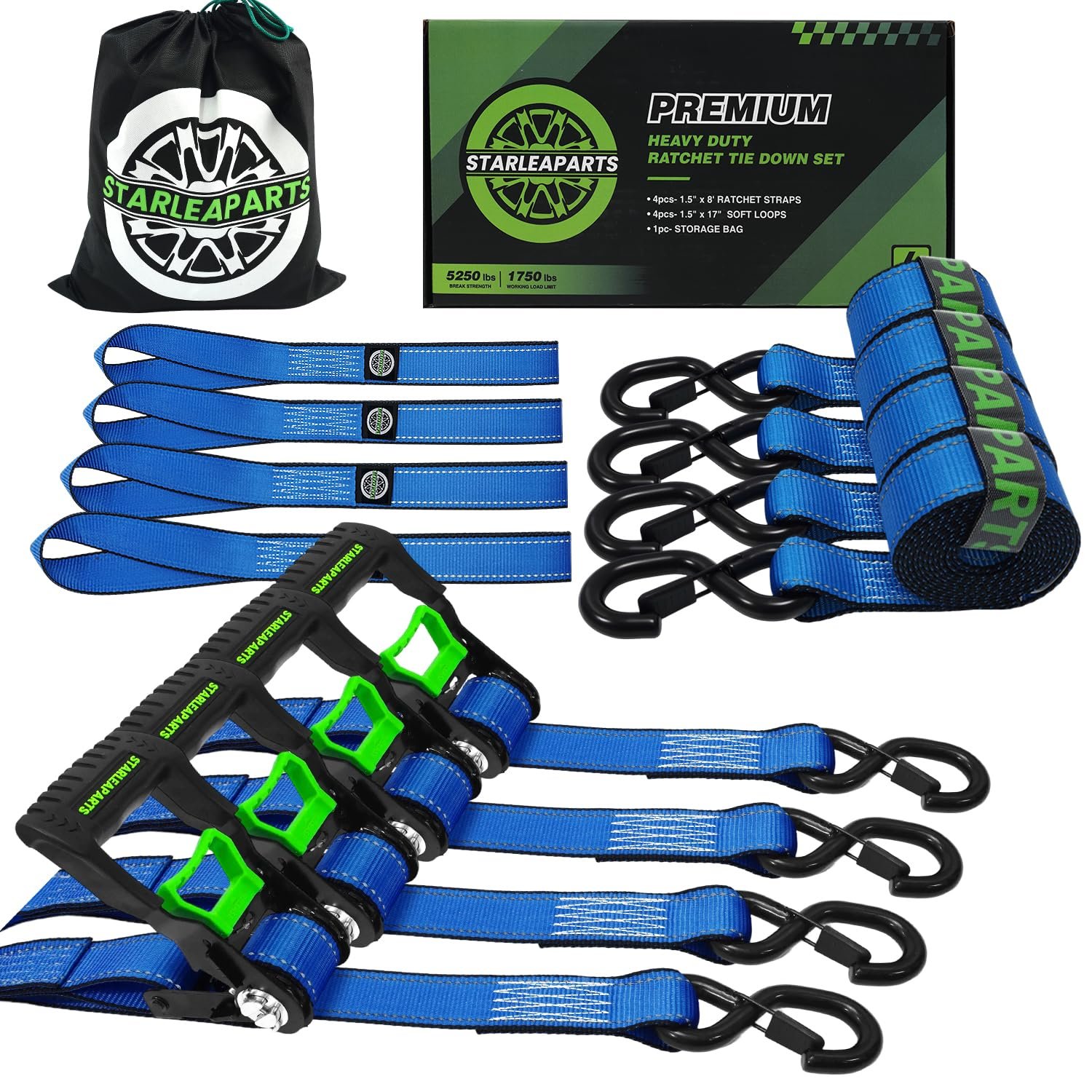 Version 1.0.0 Motorcycle Tie Down Strap (4PK 1.5INX8FT) - Image 1